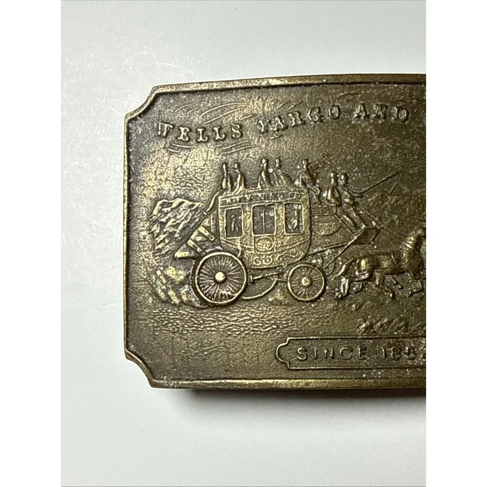 Wells Fargo Stagecoach Western Cowboy Vintage Belt Buckle Tiffany New York 1852